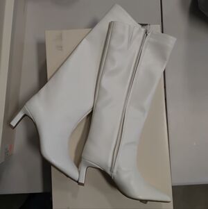 Chic On 34th "Rachelle" White Heeled Boots for Women